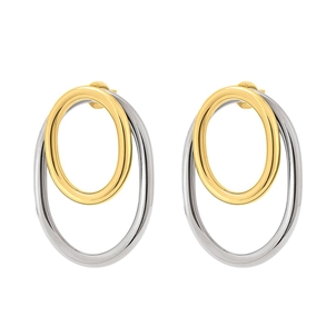 Metal Chic Silver and Light Yellow Gold Plated Double Earrings-